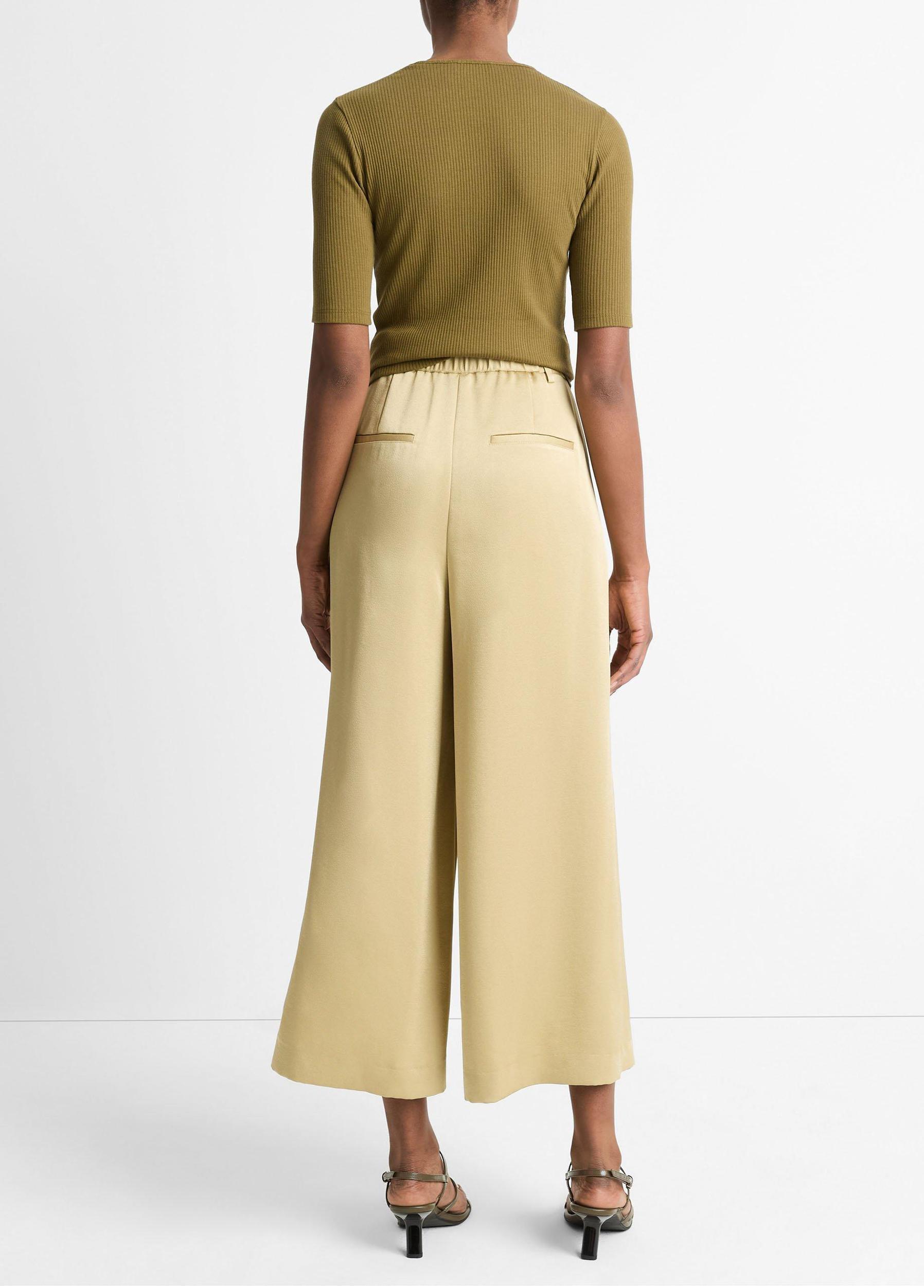 Womens Mid-Rise Satin Culotte, Pale Cliff, Size 0 Vince Product Image