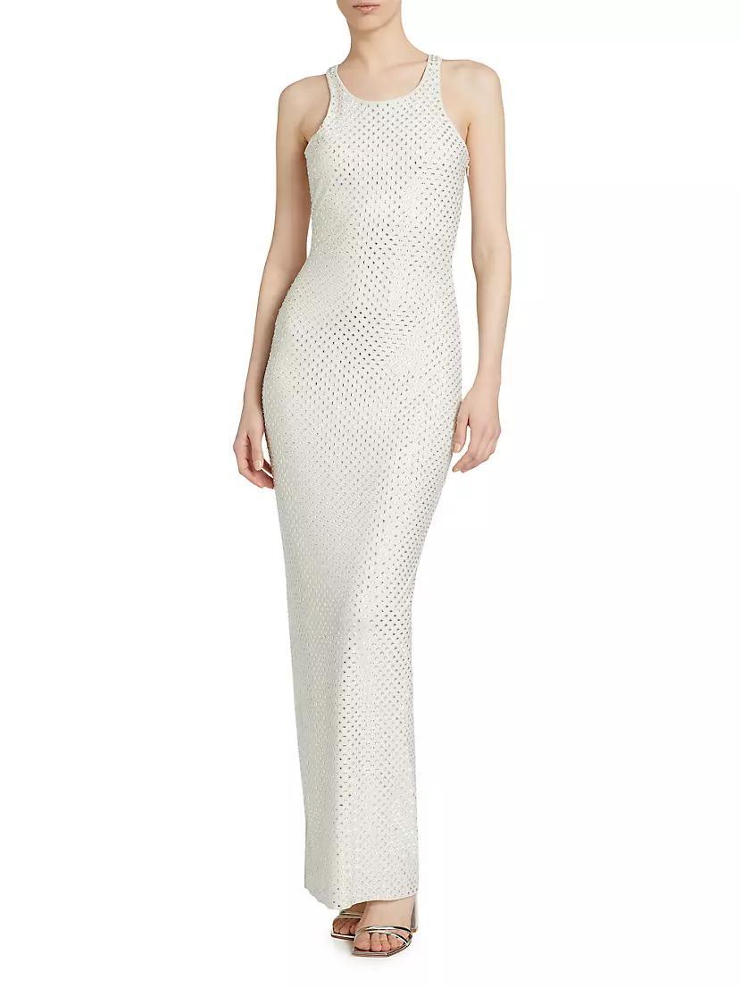 Mesh Rhinestone Maxi Dress Product Image