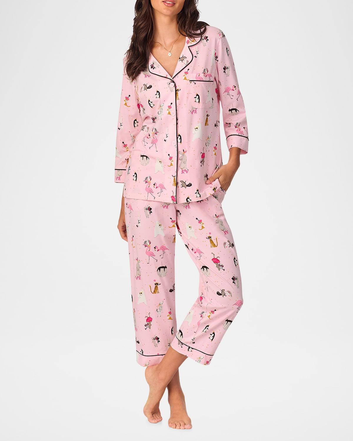 Womens 3/4-Sleeve Cropped Pajama Set Product Image