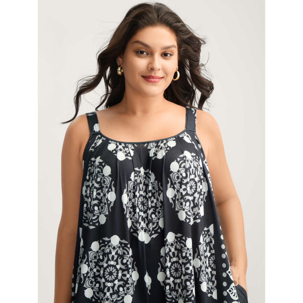 Plus Size Black Sunkissed Stretchy Adjustable Strap Jumpsuit Women Sleeveless Non Vacation Loose Jumpsuits BloomChic 26/4X Product Image