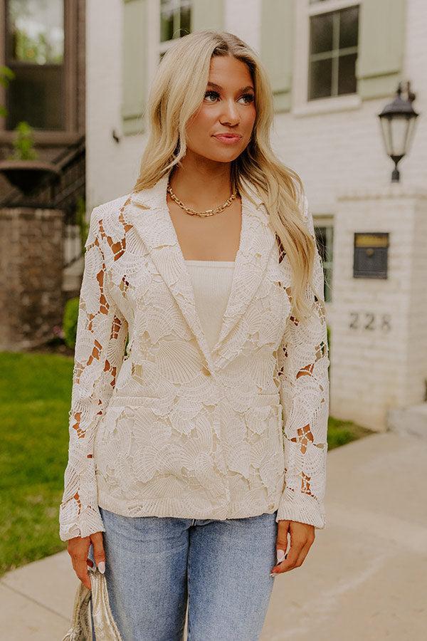 Coastal Charm Crochet Blazer Product Image