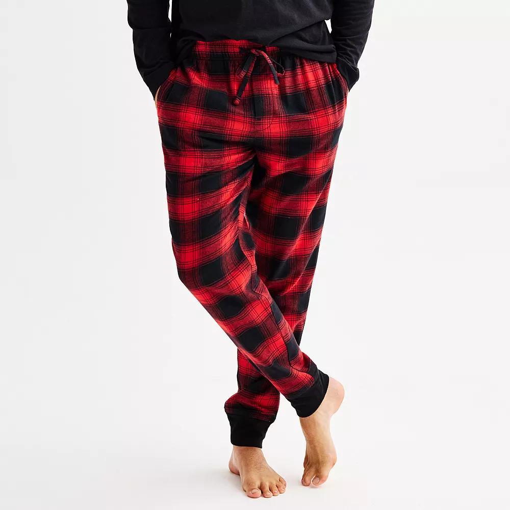 Men's Sonoma Goods For Life® Banded Bottom Flannel Pajama Pants, Size: Large, Black Biege Plaid Product Image