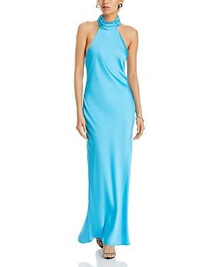 Ramy Brook Tatiana Satin Halter Gown Product Image