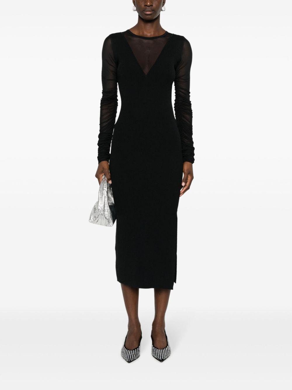 panelled ribbed-knit midi dress Product Image