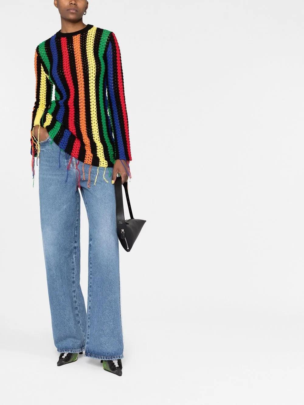 MSGM Gestreifter Pullover Aus Baumwolle In Multicolor Product Image