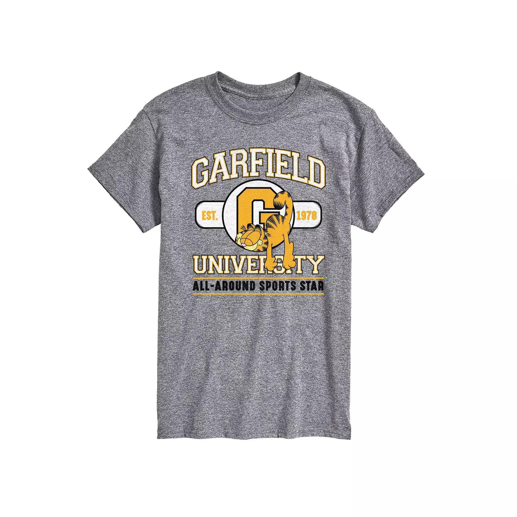 Mens Garfield University Sports Star Graphic Tee Grey Gray Product Image