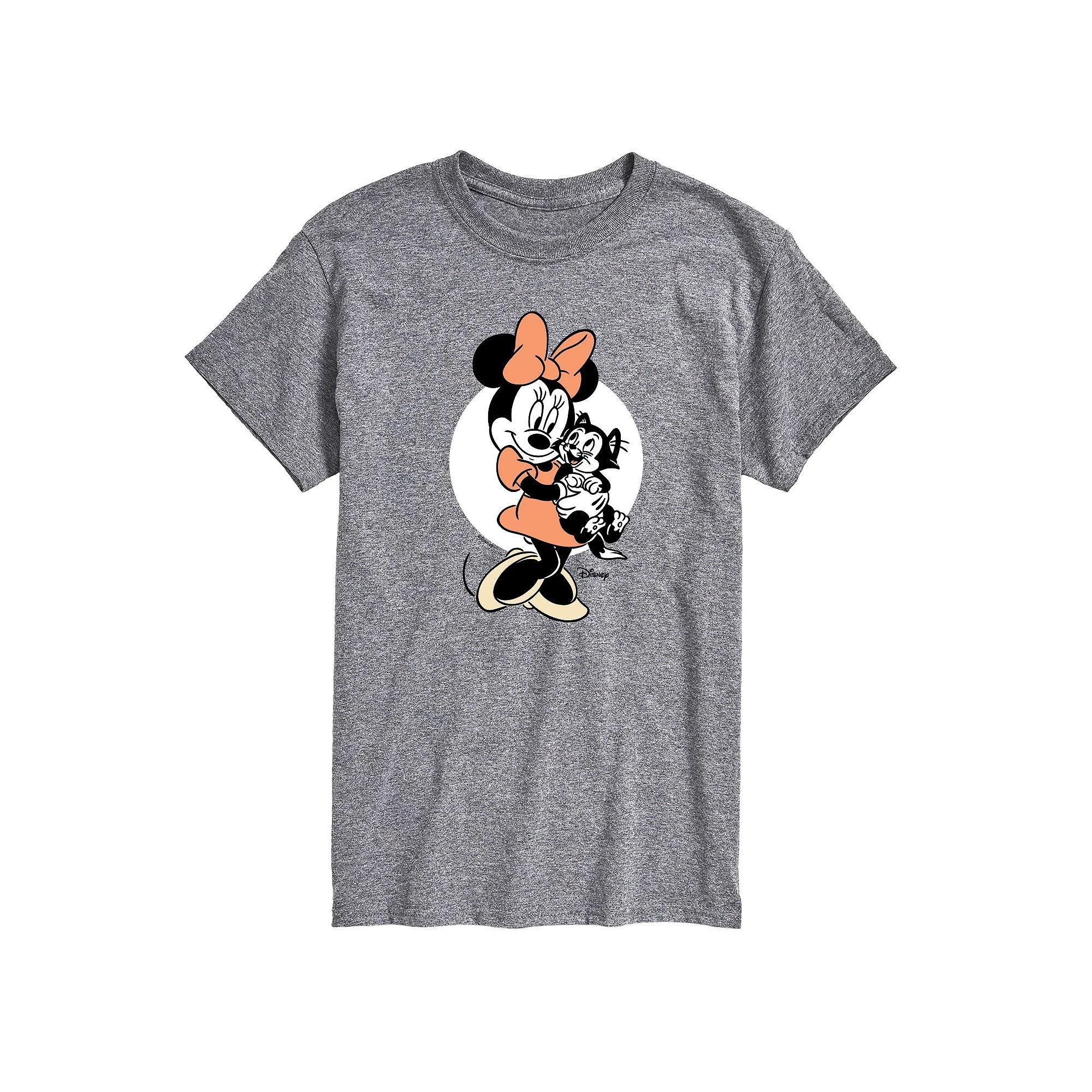 Disneys Minnie Mouse & Figaro Mens Graphic Tee Grey Gray Product Image