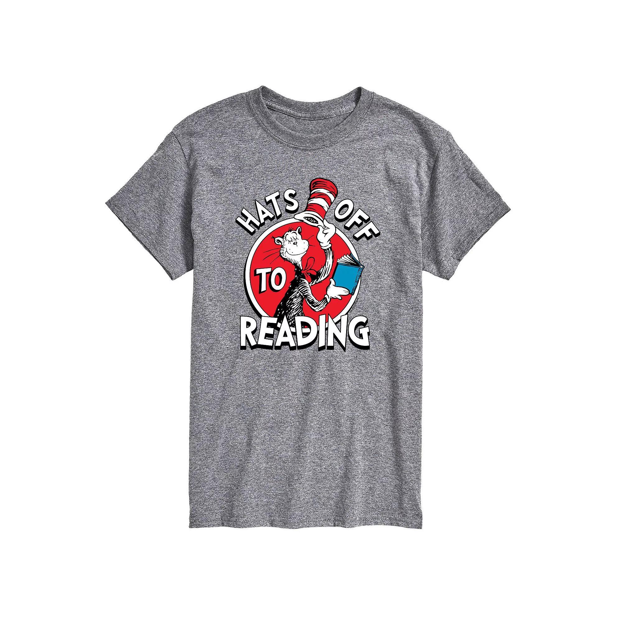 Big & Tall Dr. Seuss The Cat in the Hat Hats Off To Reading Graphic Tee, Mens Grey Gray Product Image