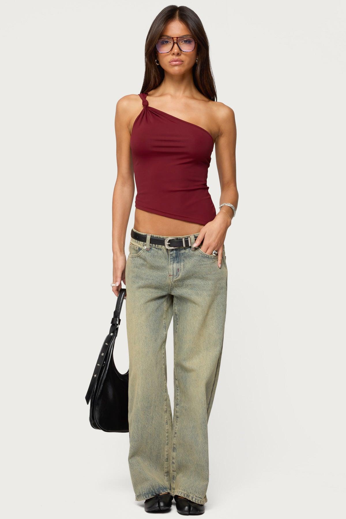 Knotted One Shoulder Asymmetric Top Product Image
