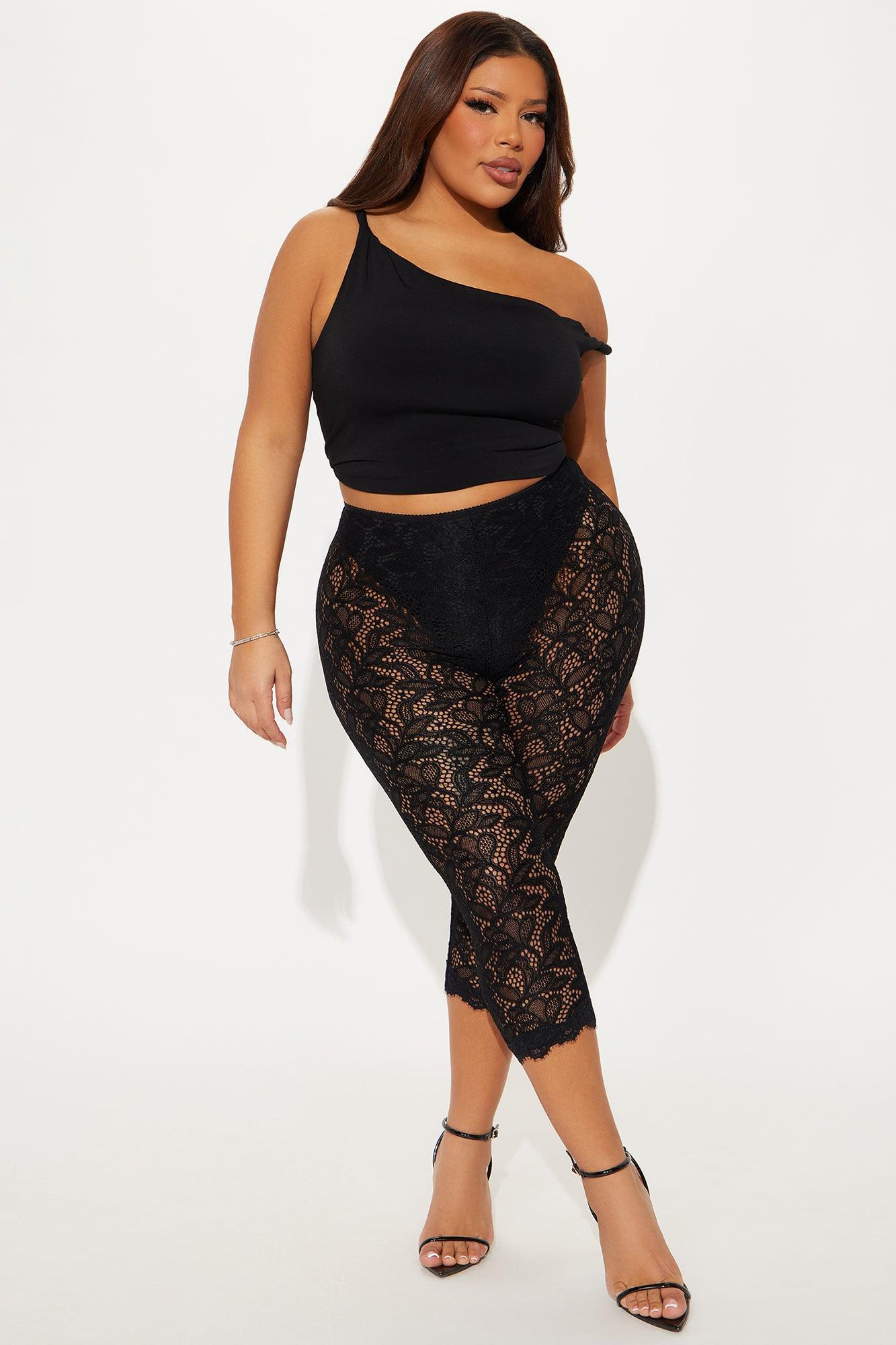 I Feel Love Lace Capri Legging - Black Product Image