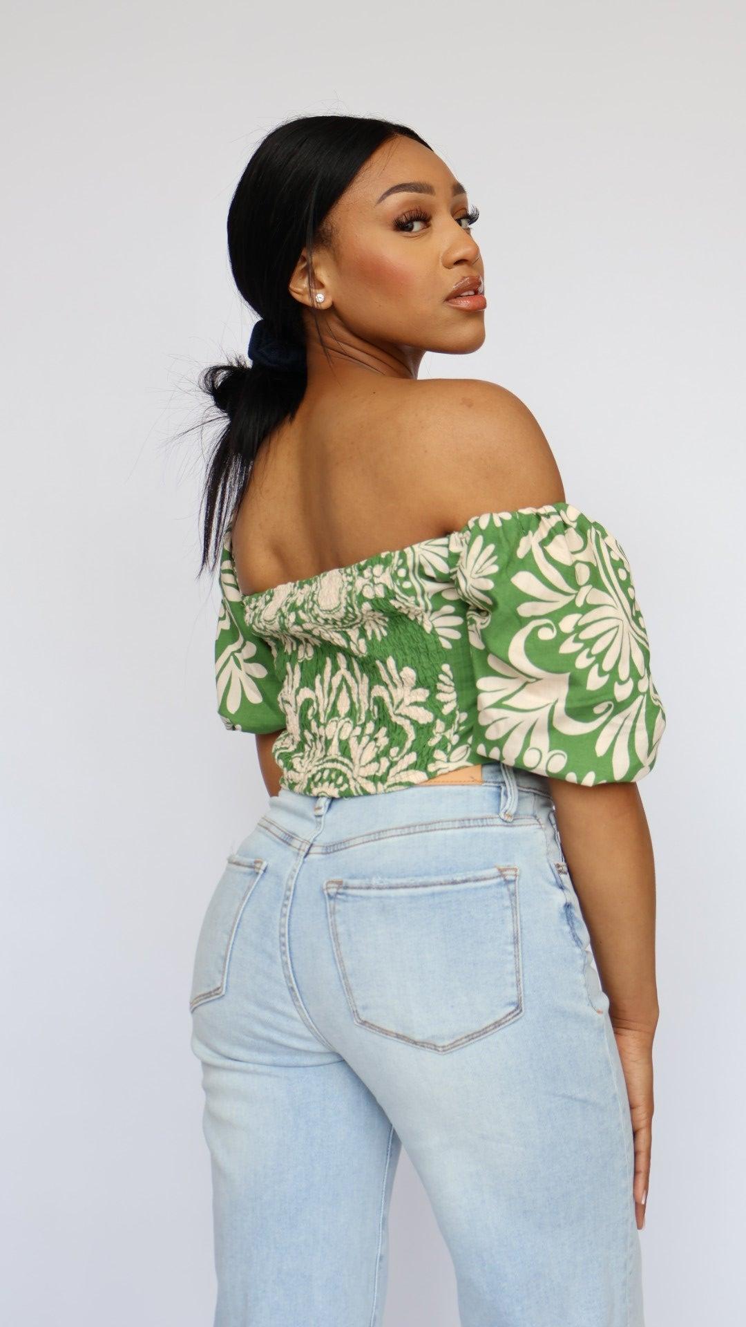 Floral Puff Sleeve Crop Top Product Image