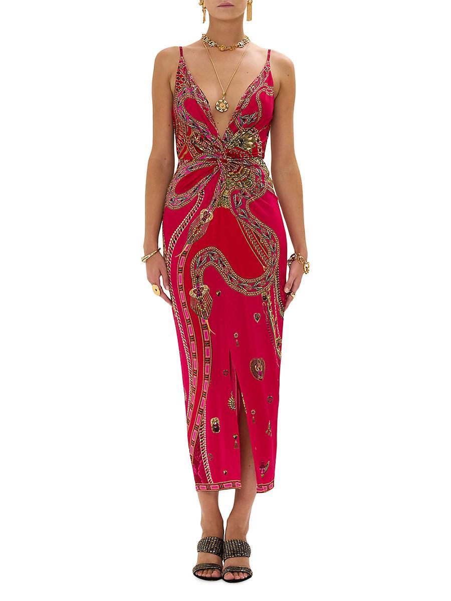 Womens Abstract Gathered Maxi Dress Product Image