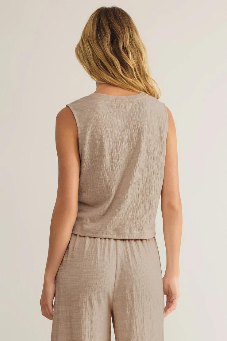 Sloan Textured Slub Top- Parchment Product Image