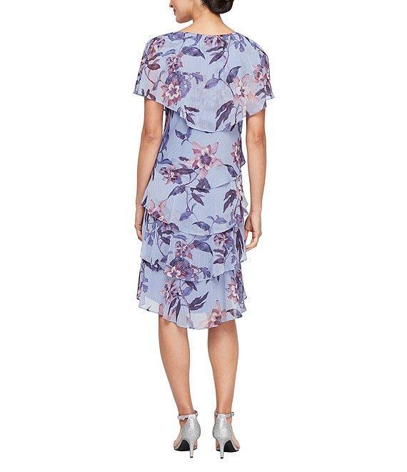 Ignite Evenings Short Sleeve V-Neck Tiered Floral Print Dress Product Image
