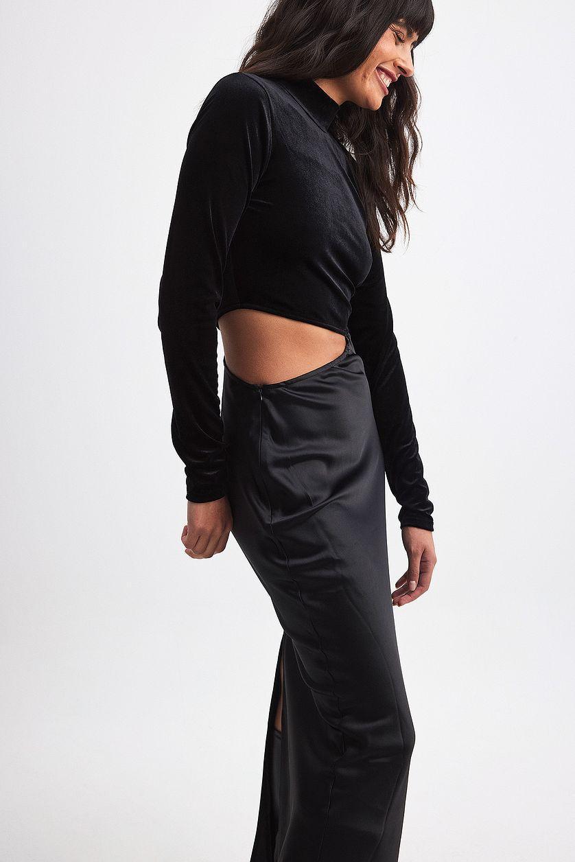 Velvet Satin Maxi Dress Product Image