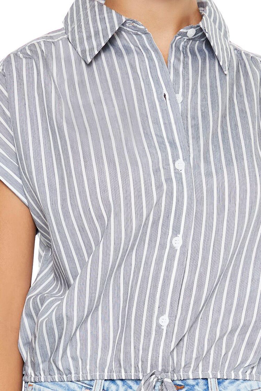 Pinstriped Cap-Sleeve Shirt | Forever 21 Product Image