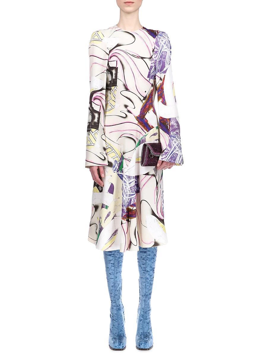 Womens Tilted Printed Midi-Dress Product Image