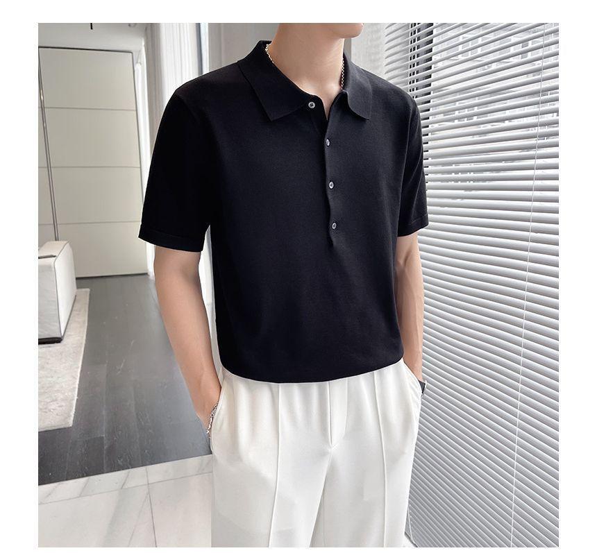 Short-Sleeve Plain Polo Shirt Product Image
