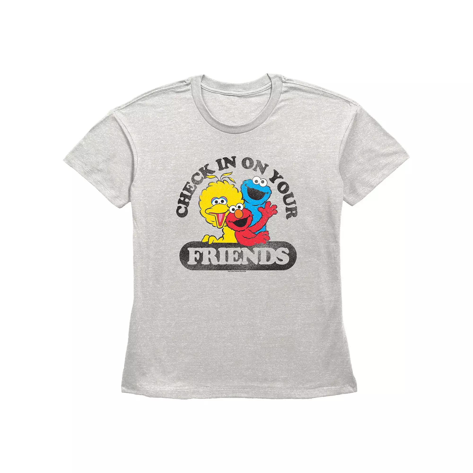 Women's PBS Kids Sesame Street Check In On Your Friends Graphic Tee, Size: Small, Oatmeal Product Image