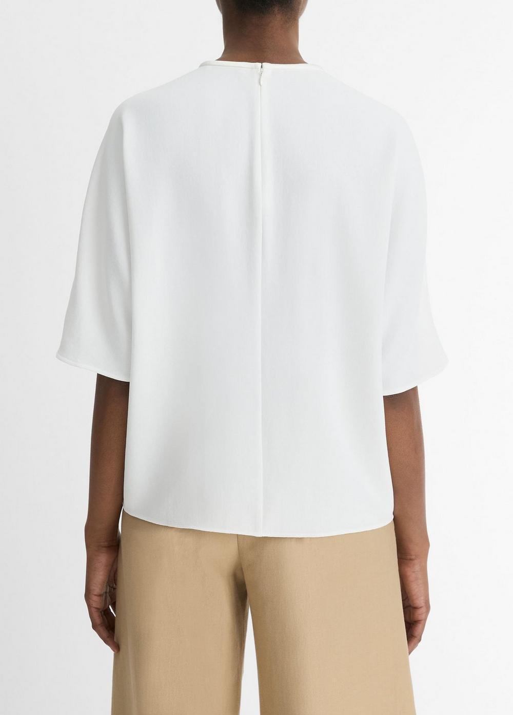 Womens Satin-Trimmed Crepe T-Shirt, Off White, Size L Vince Product Image