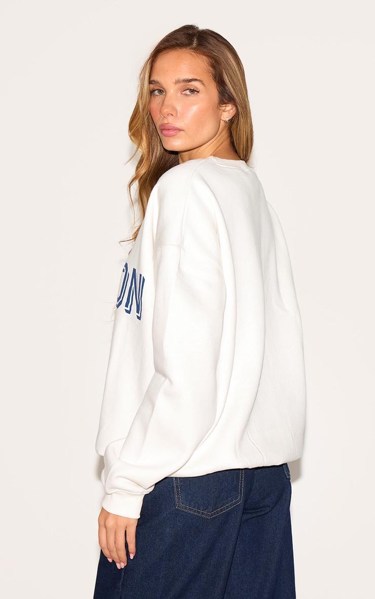 Cream Oversized Boston Print Sweatshirt Product Image