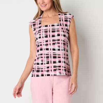 Black Label by Evan-Picone Womens Square Neck Sleeveless Blouse Product Image