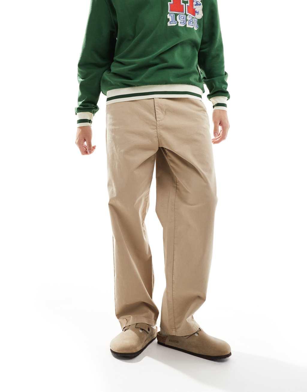 ONLY & SONS loose fit pants in light brown Product Image