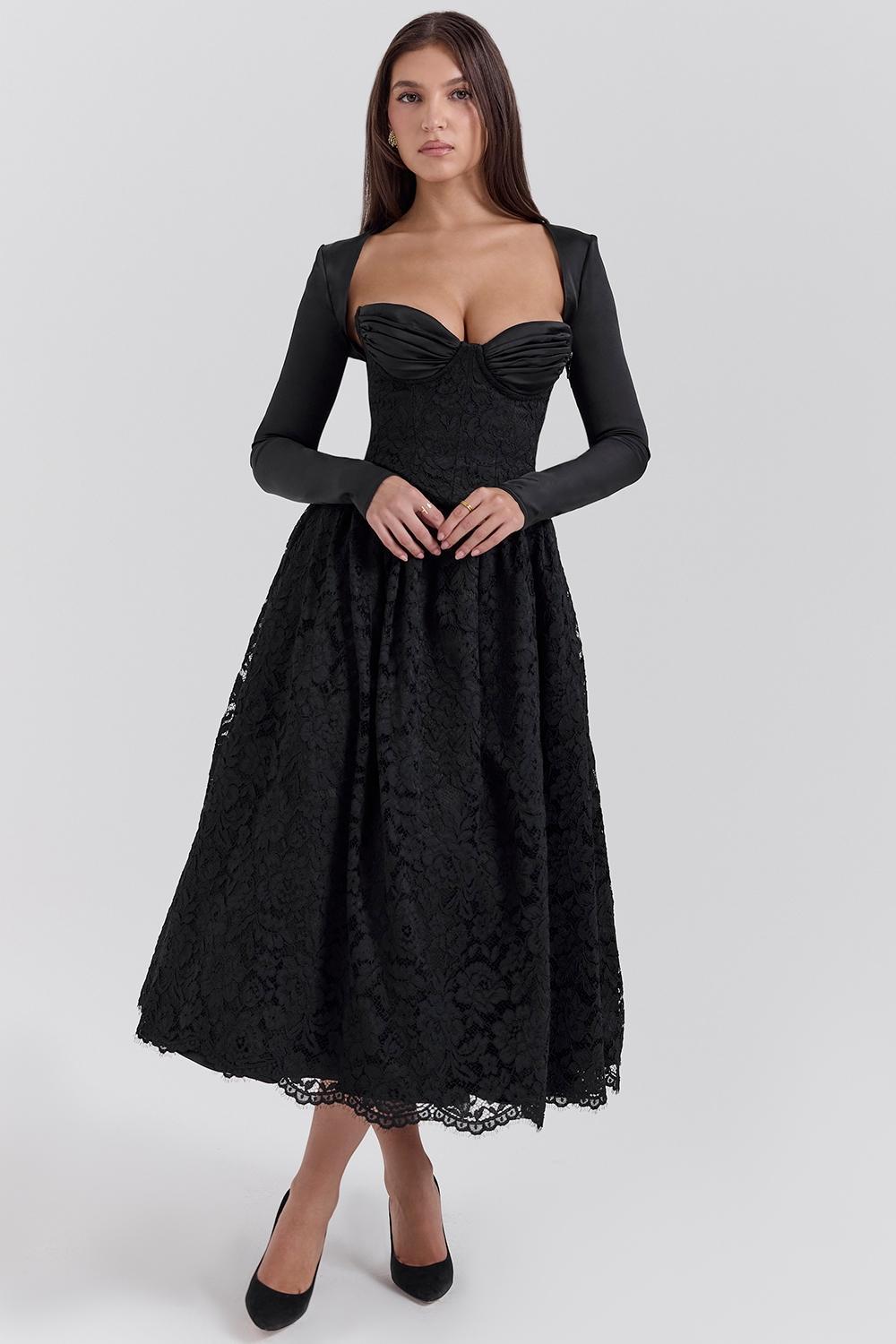 Duchess Black Lace Corset, Skirt and Bolero Product Image
