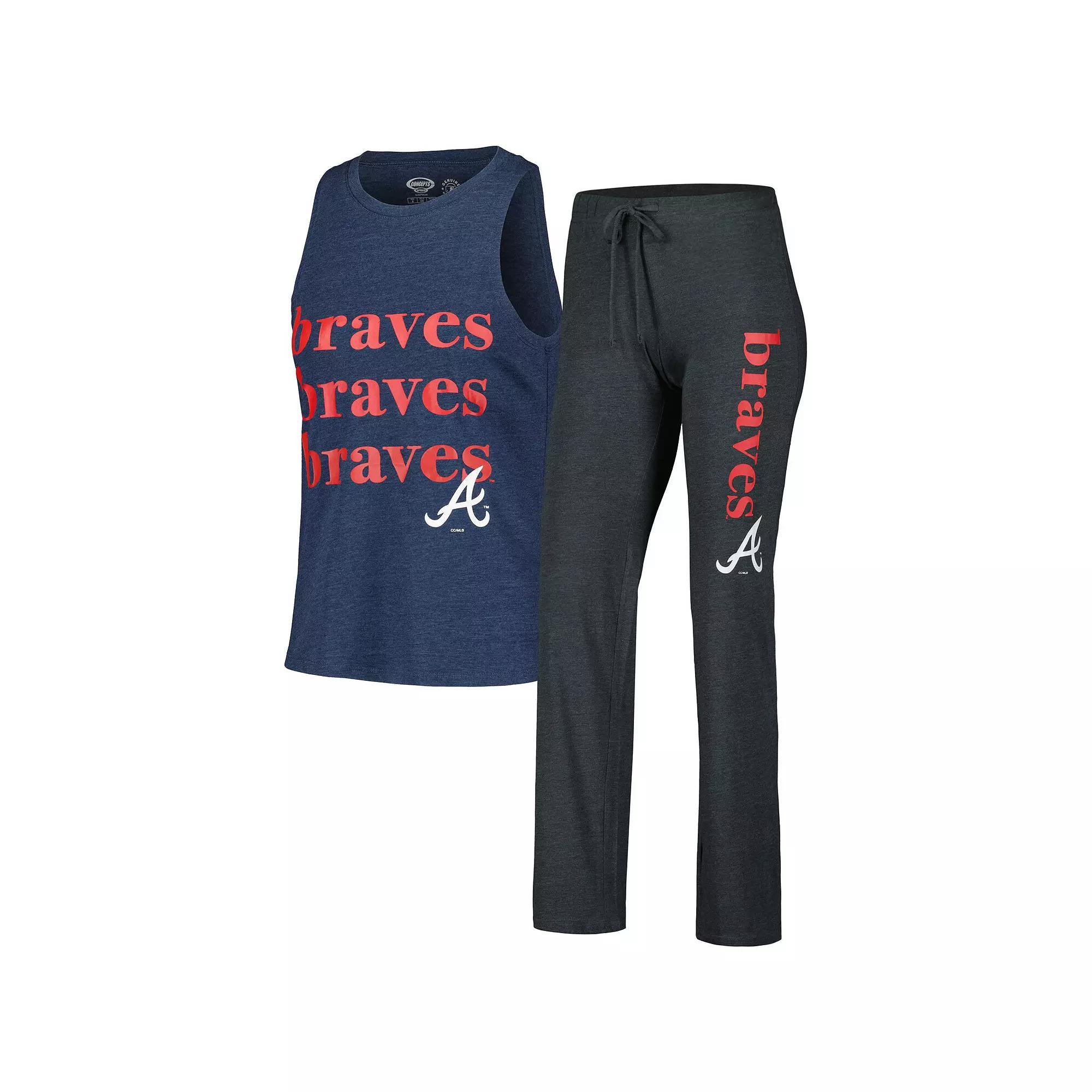 Women's Concepts Sport Charcoal/Navy Atlanta Braves Meter Muscle Tank Top and Pants Sleep Set, Size: XL Product Image