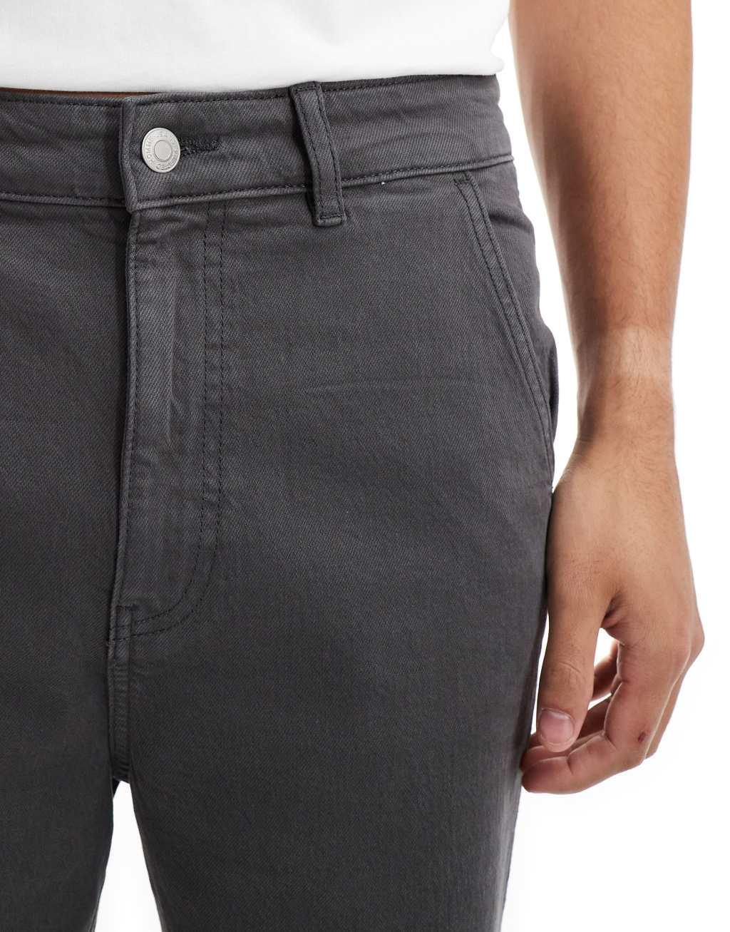 Selected Homme loose fit carpenter shorts in dark gray Product Image