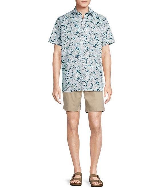 Cremieux Blue Label Tropical Leaf Print Short Sleeve Woven Shirt Product Image