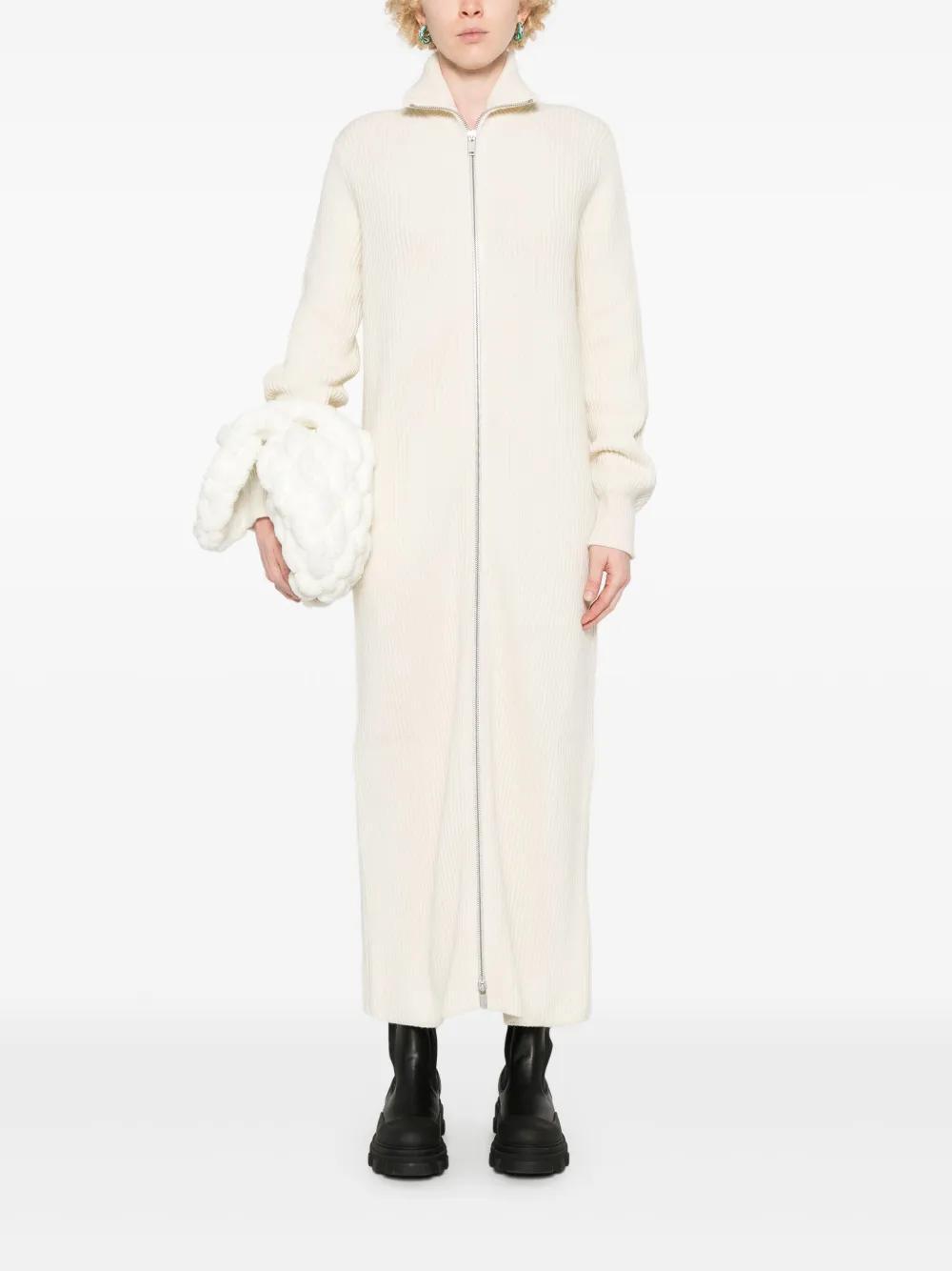 JIL SANDER Ribbed-knit Maxi Dress In Neutrals Product Image
