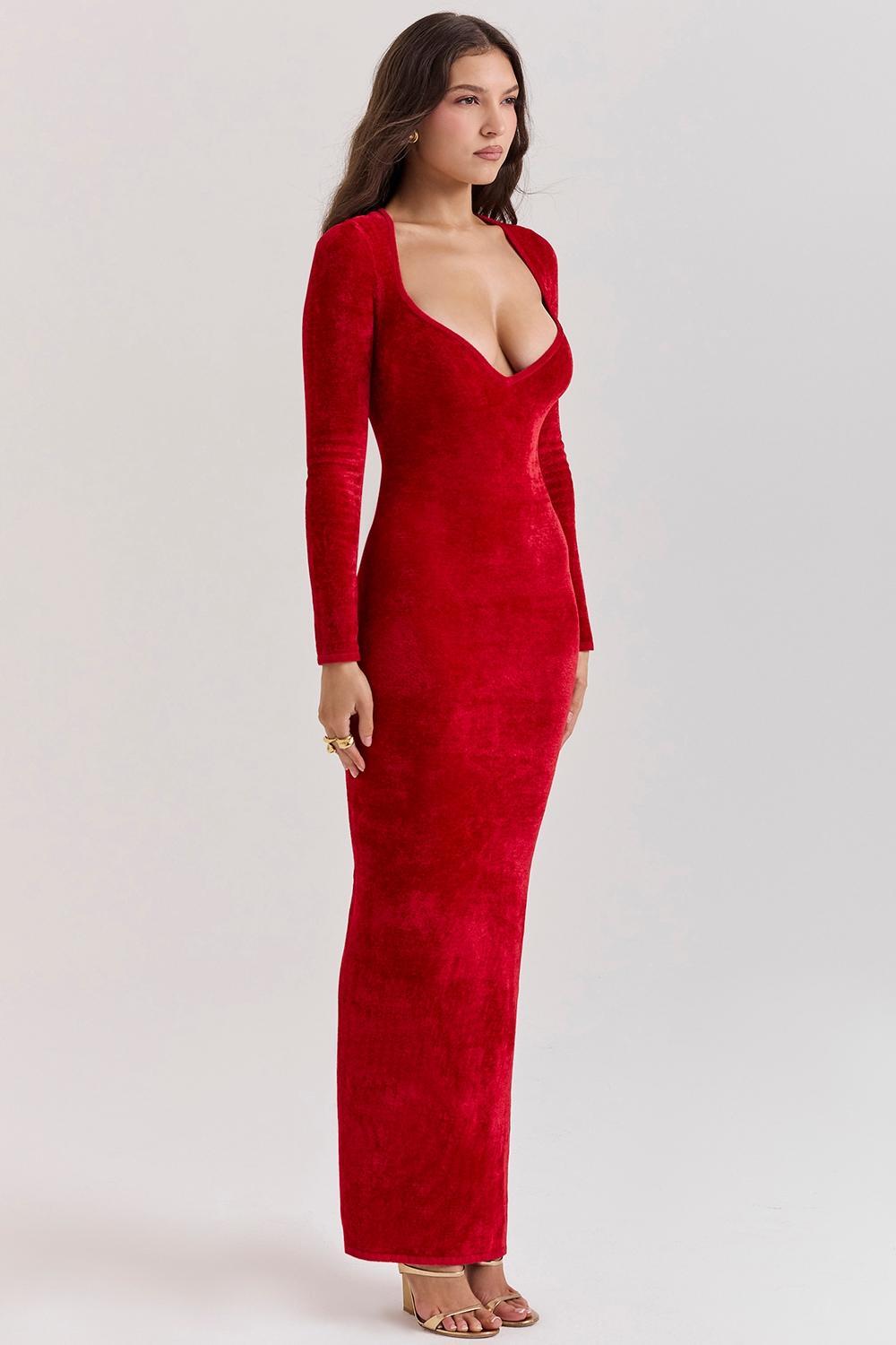 Aria  scarlet chenille sweetheart dress Product Image