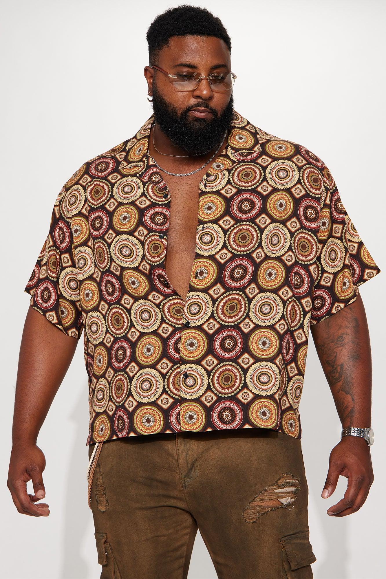 Earth Tones Cuban Shirt - Brown/combo Product Image