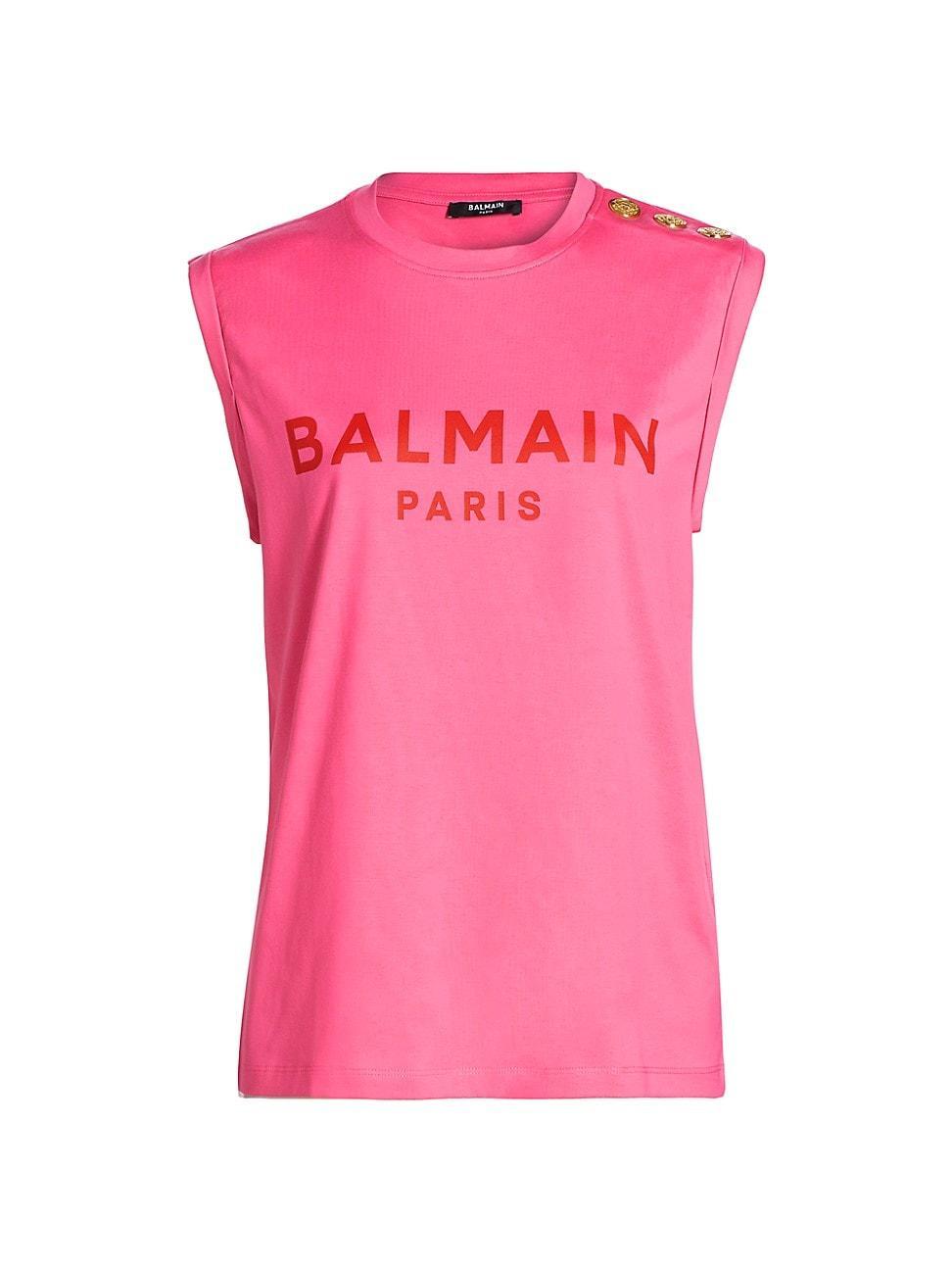 Womens Logo Button-Shoulder Muscle T-Shirt Product Image