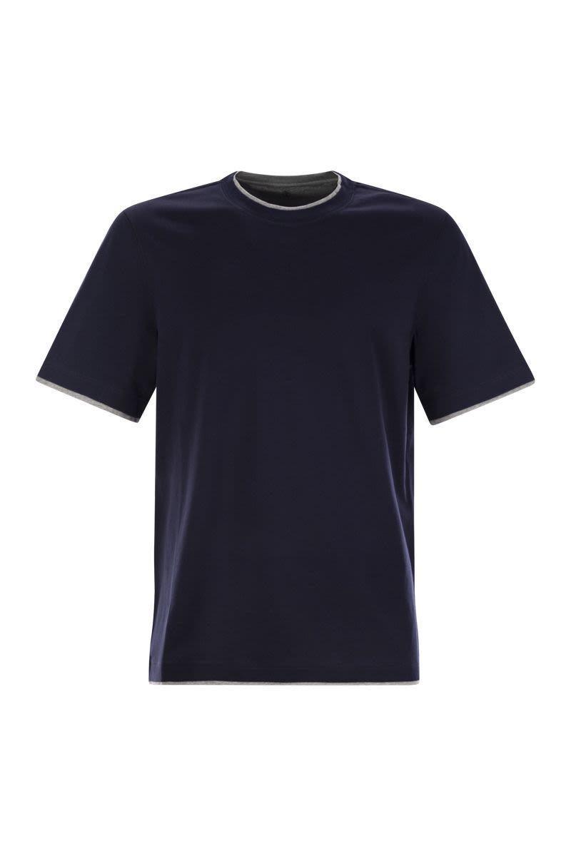 BRUNELLO CUCINELLI Slim Fit Crew-neck T-shirt In Lightweight Cotton Jersey In Blue Product Image