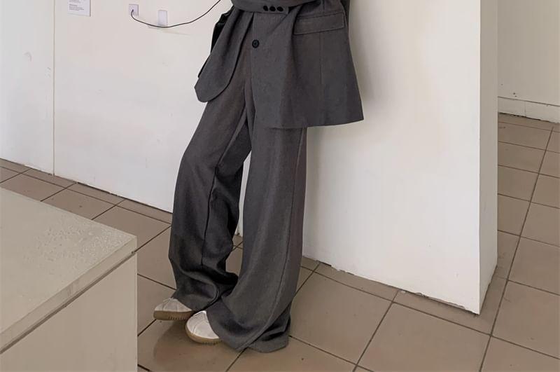 Lapel Collar Plain Single Breasted Oversized Blazer Product Image