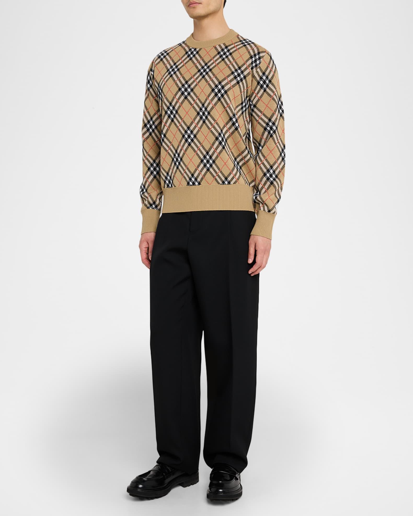 Men's Vintage Check Knit Crewneck Sweater Product Image