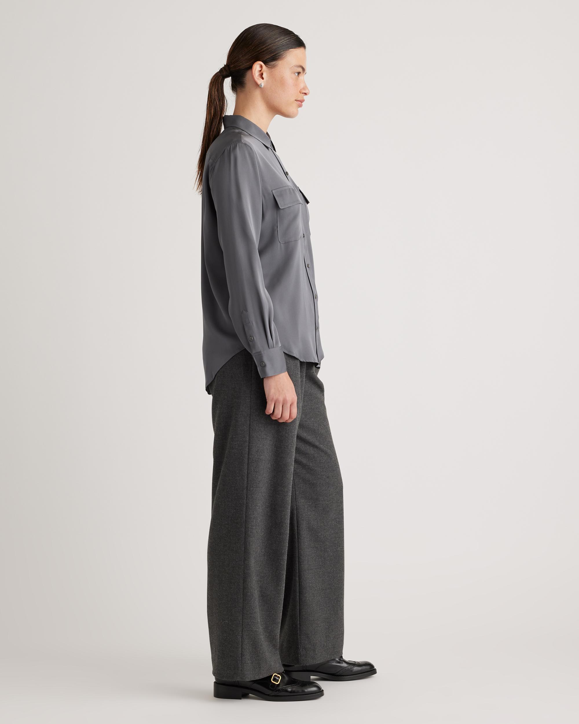 Quince | Women's Washable Stretch Silk Utility Long Sleeve Blouse Product Image