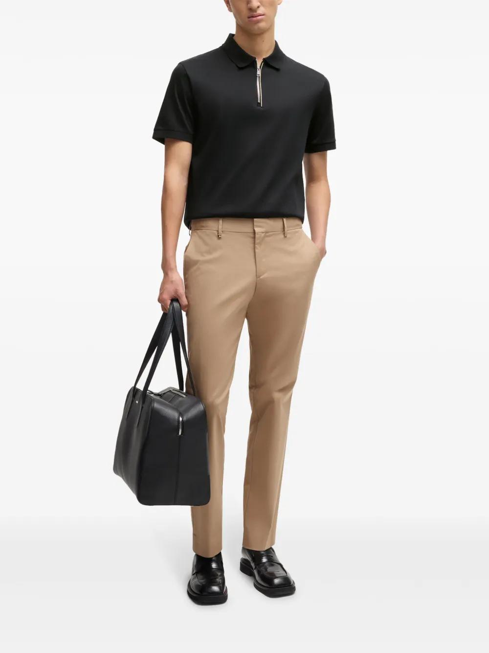 HUGO BOSS Zip-fastening Polo Shirt In Black Product Image