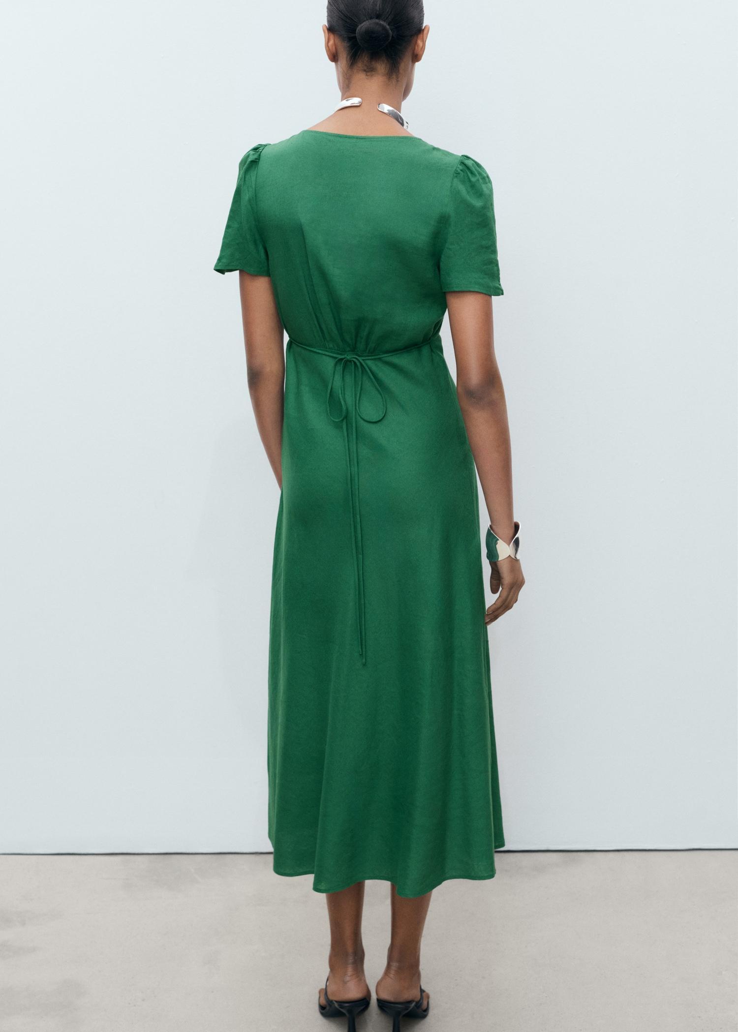 Floral linen-blend dress - Women | MANGO USA Product Image