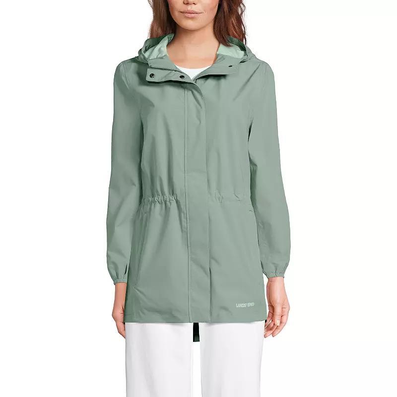 Petite Lands End Hooded Packable Raincoat, Womens Deep Blue Product Image