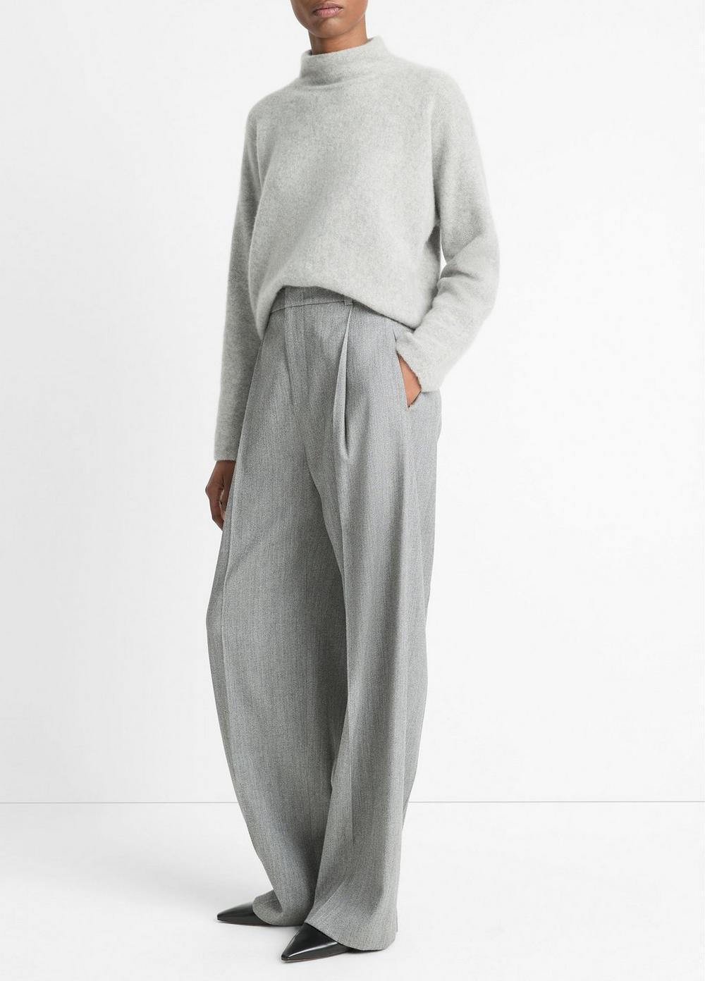 Womens Italian Wool-Blend Twill High-Rise Trouser, Dark Stone Grey, Size 16 Vince Product Image