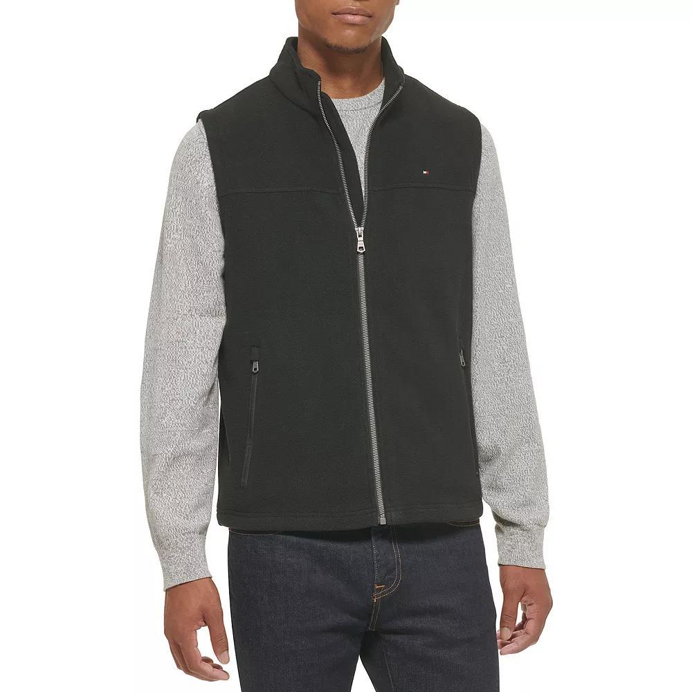Big & Tall Tommy Hilfiger Fleece Vest with Stand Collar, Men's, Size: Large Tall, Black Product Image