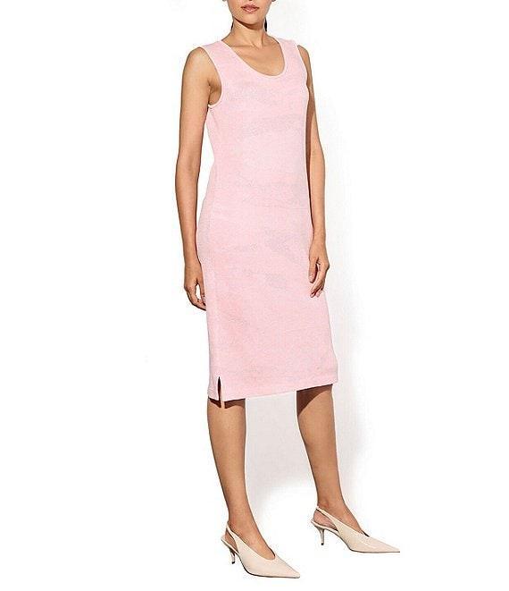 Ming Wang Soft Knit Abstract Shimmer Scoop Neck Sleeveless Sheath Dress Product Image