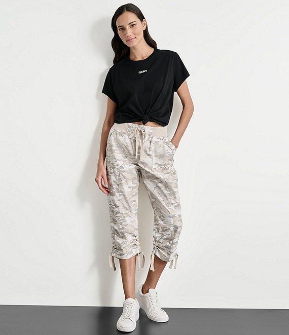 DKNY by Donna Karan Crew Neck Short Sleeve Knot Front Tee Shirt Product Image