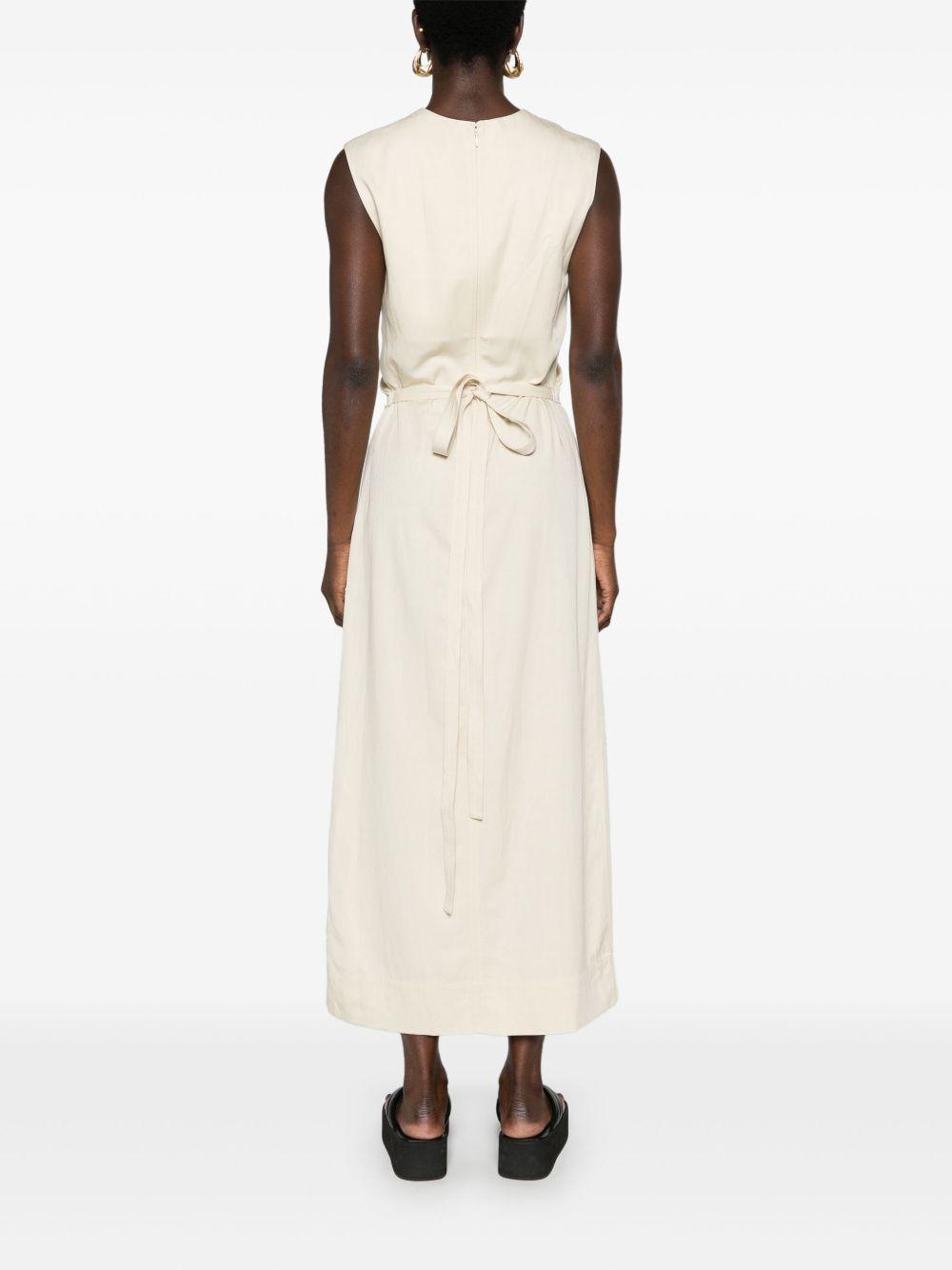 tie-waist sleeveless midi dress Product Image