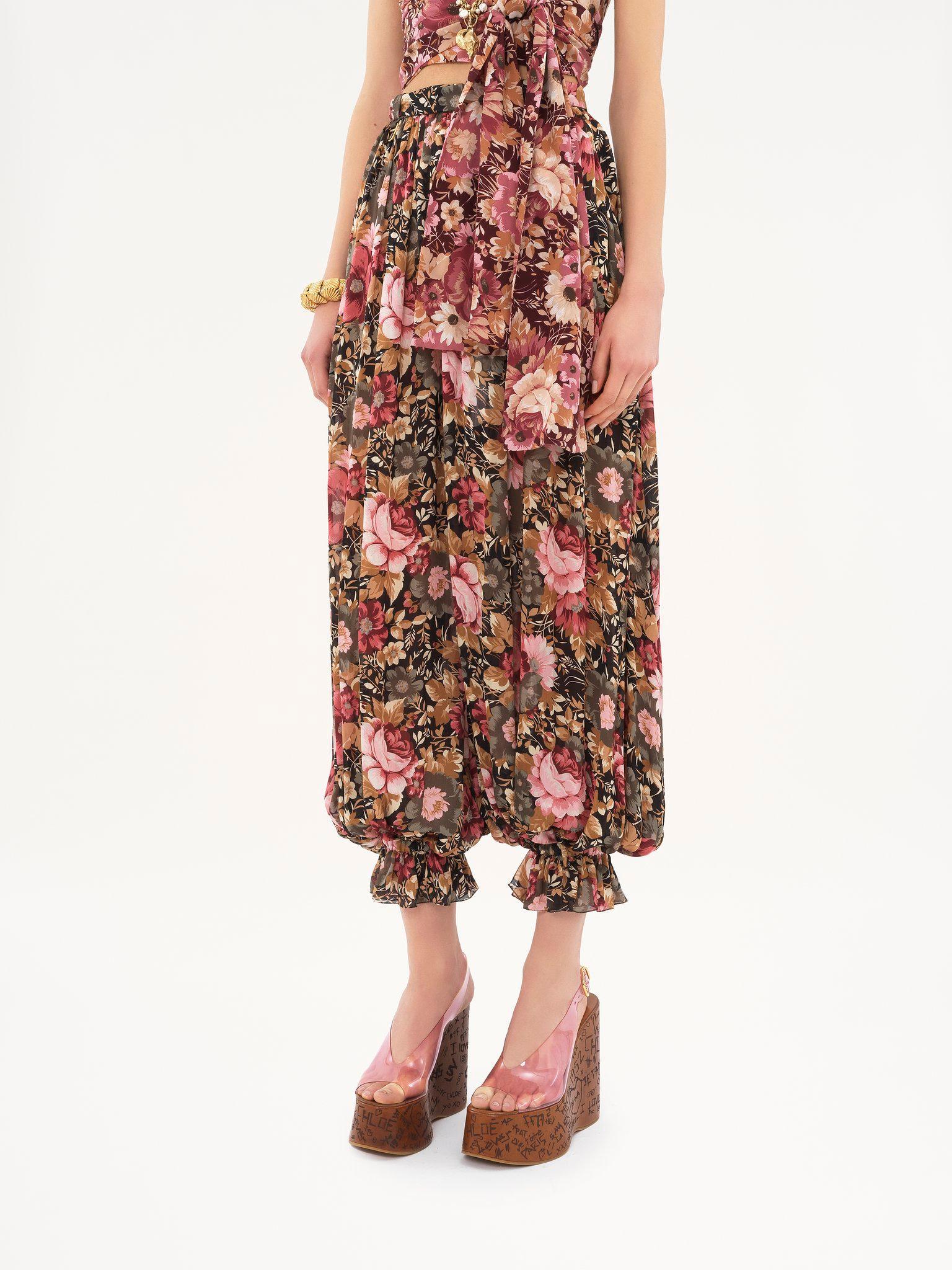 Fluid pleated pants in silk charmeuse Product Image