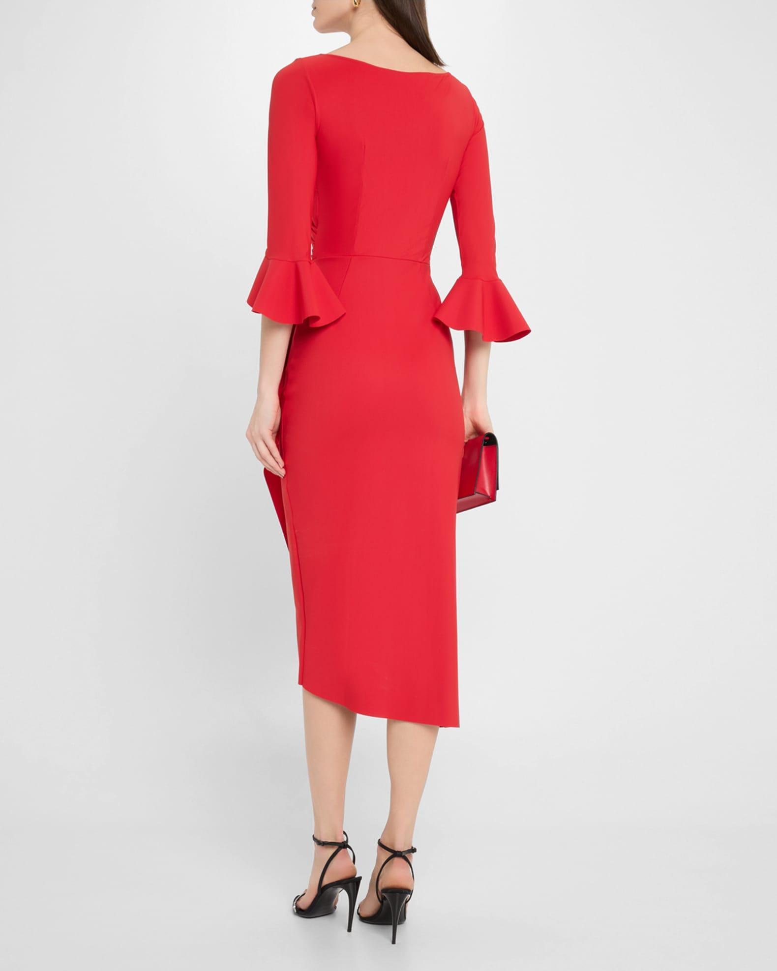 Triwan Ruched Side-Drape Jersey Midi Dress Product Image