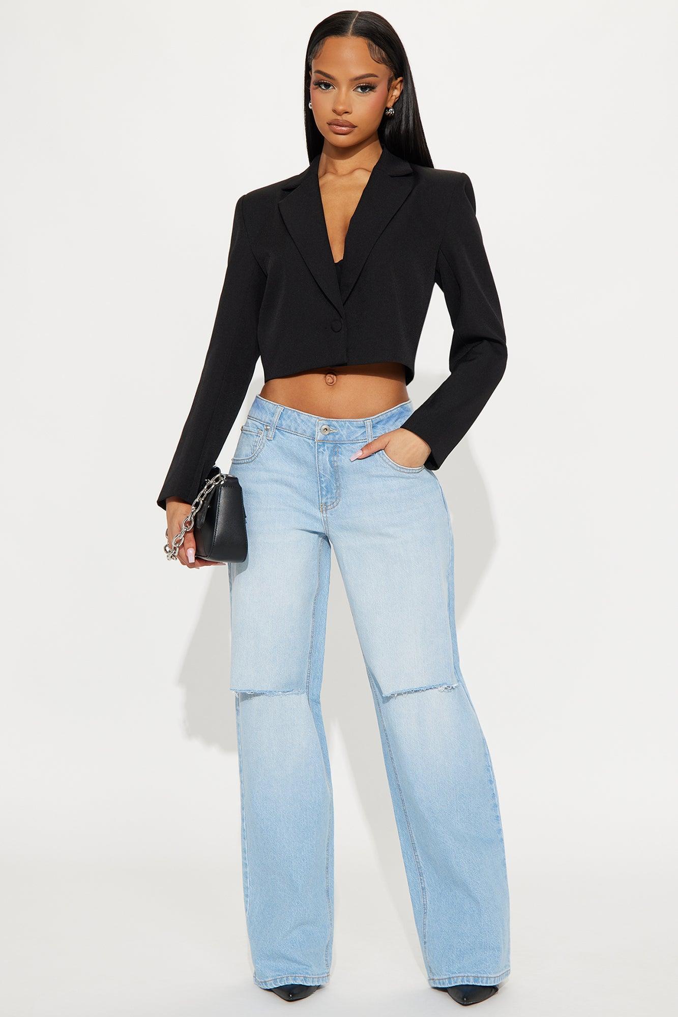 Alvie Ripped Straight Leg Jeans - Light Wash Product Image